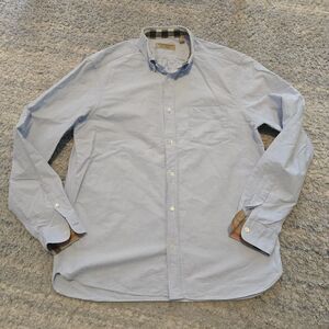 Burberry Shirt Men's  Blue Nova Check Collar Pocket Button Up Large